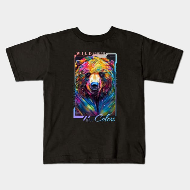 Bear Discover Adventure Nature Planet Earth Paint Kids T-Shirt by Cubebox